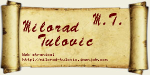 Milorad Tulović vizit kartica